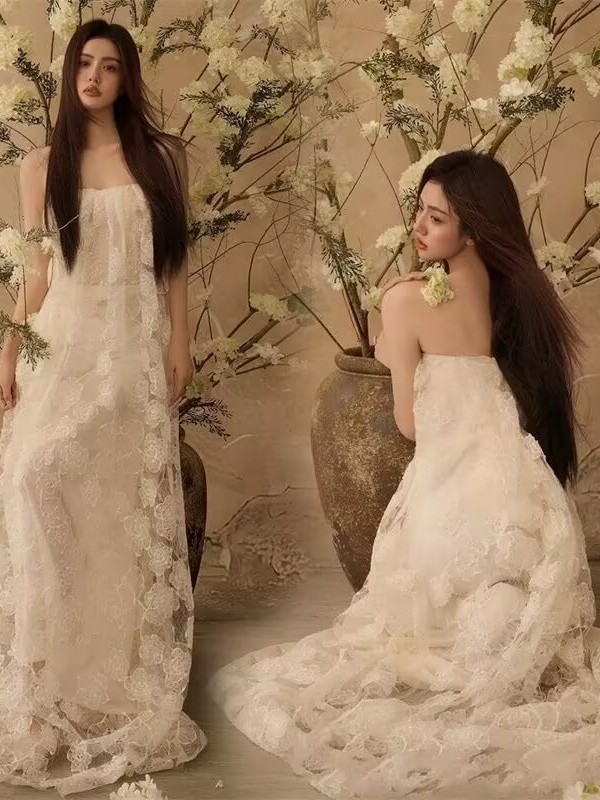Photography Studio - Retro Lace Hollow out Bustier Dress