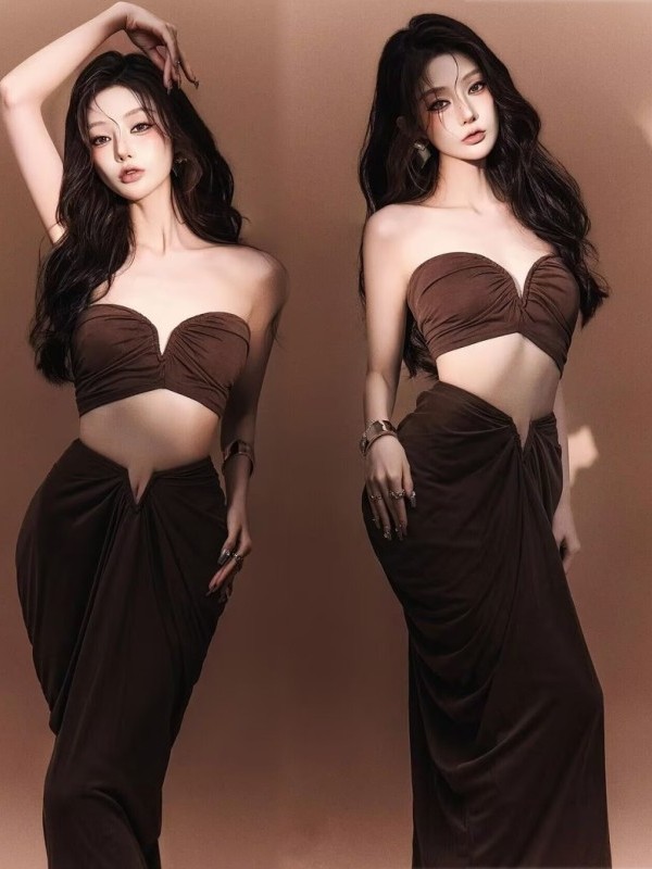 Photography Studio - Fashionable Slimming Bridesmaid Set with Strapless