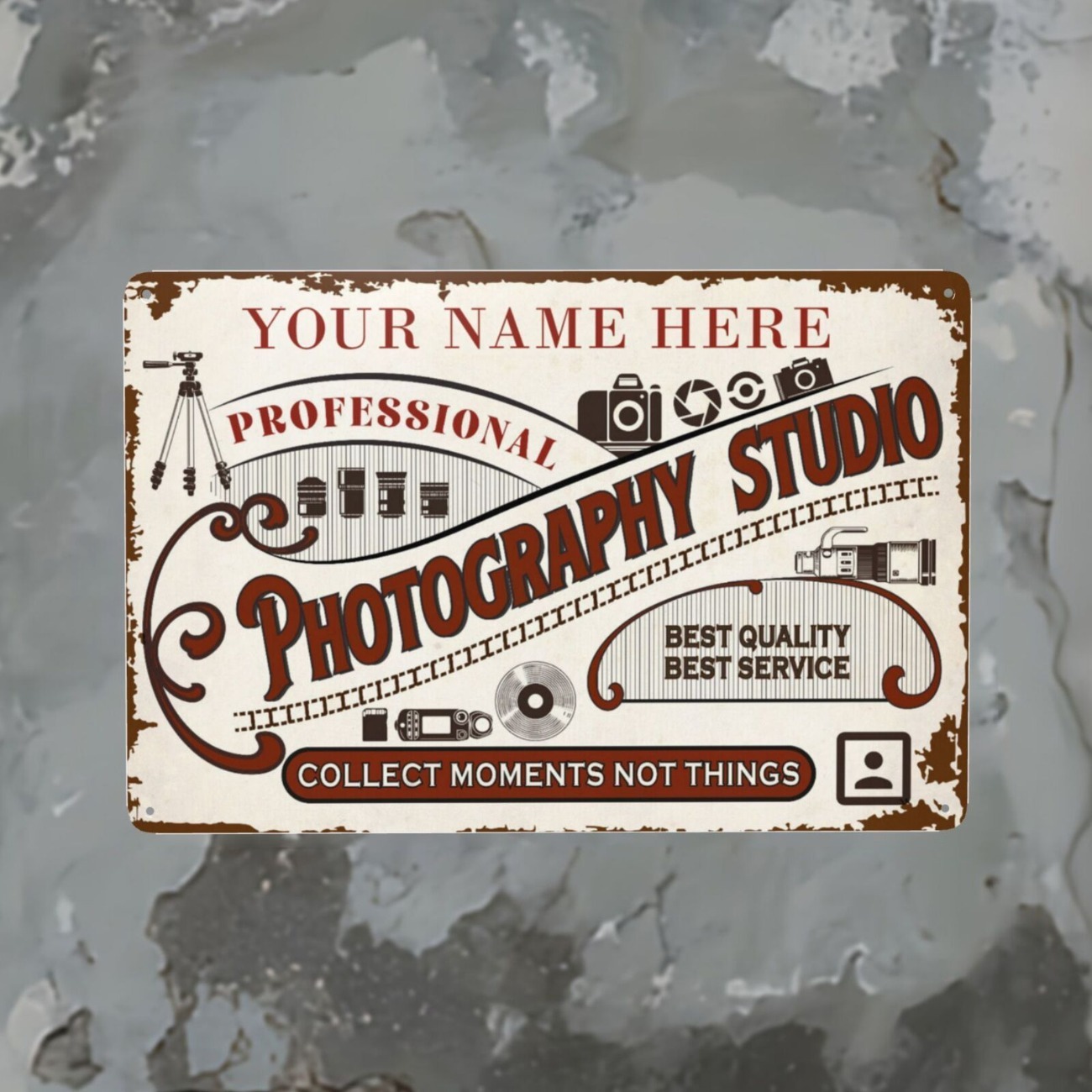 Custom Name Text Metal Sign Pe - Photography Studio recension och pris